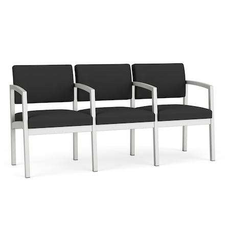 Lesro Lenox Steel 3 Seater with Center Arms, Graphite (Gray) Seat, Graphite Back, 64.5 W 24.5 L 32 H LS3103